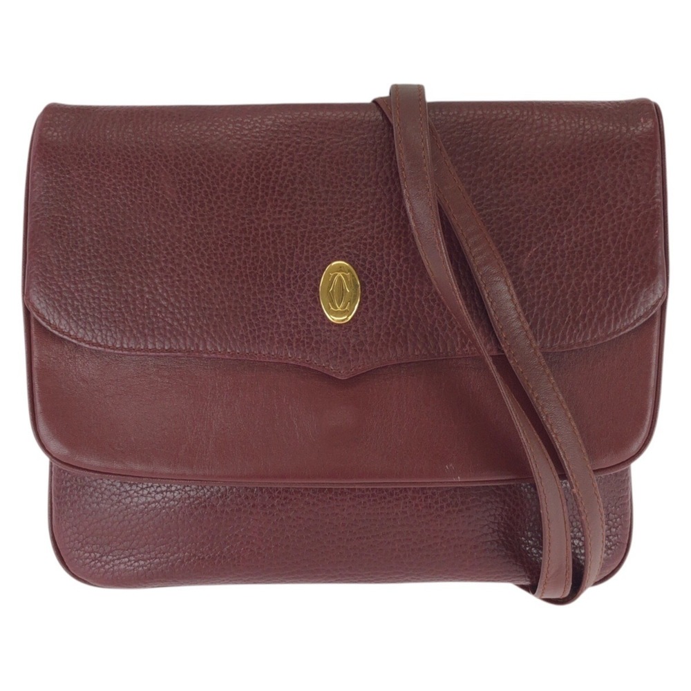 CARTIER Cartier Must Line Wine Red Bordeaux Gold Hardware Leather Shoulder Ba...